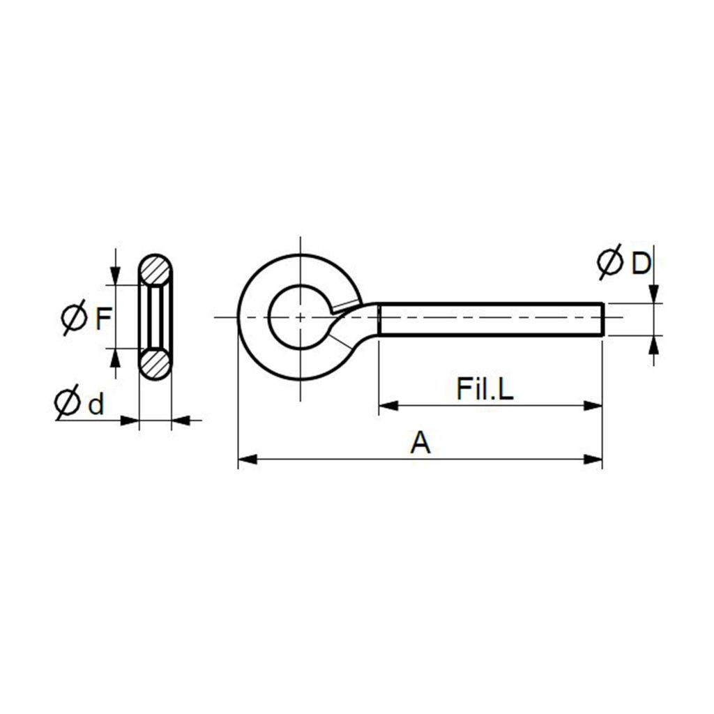 disegno viti occhio filo piegato