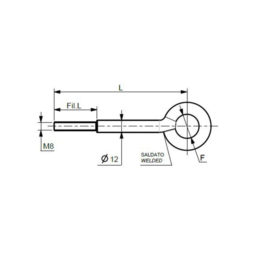 disegno viti occhio occhiolo saldato 24 filetto metrico